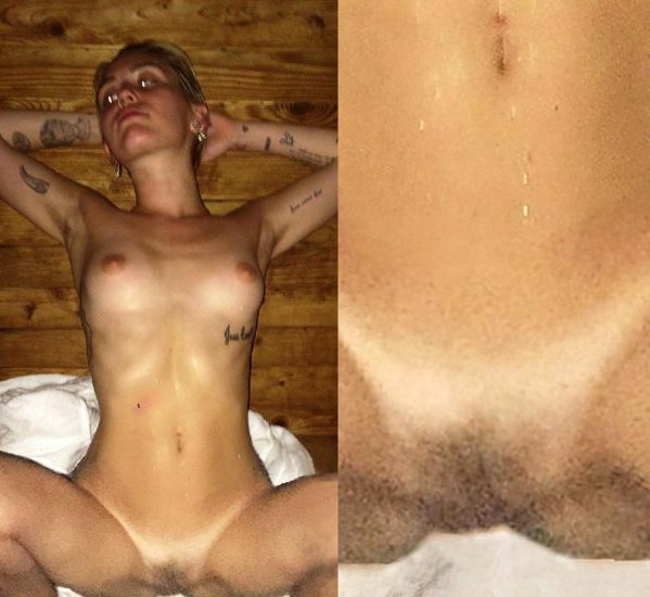 Miley Cyrus pussy in the sauna